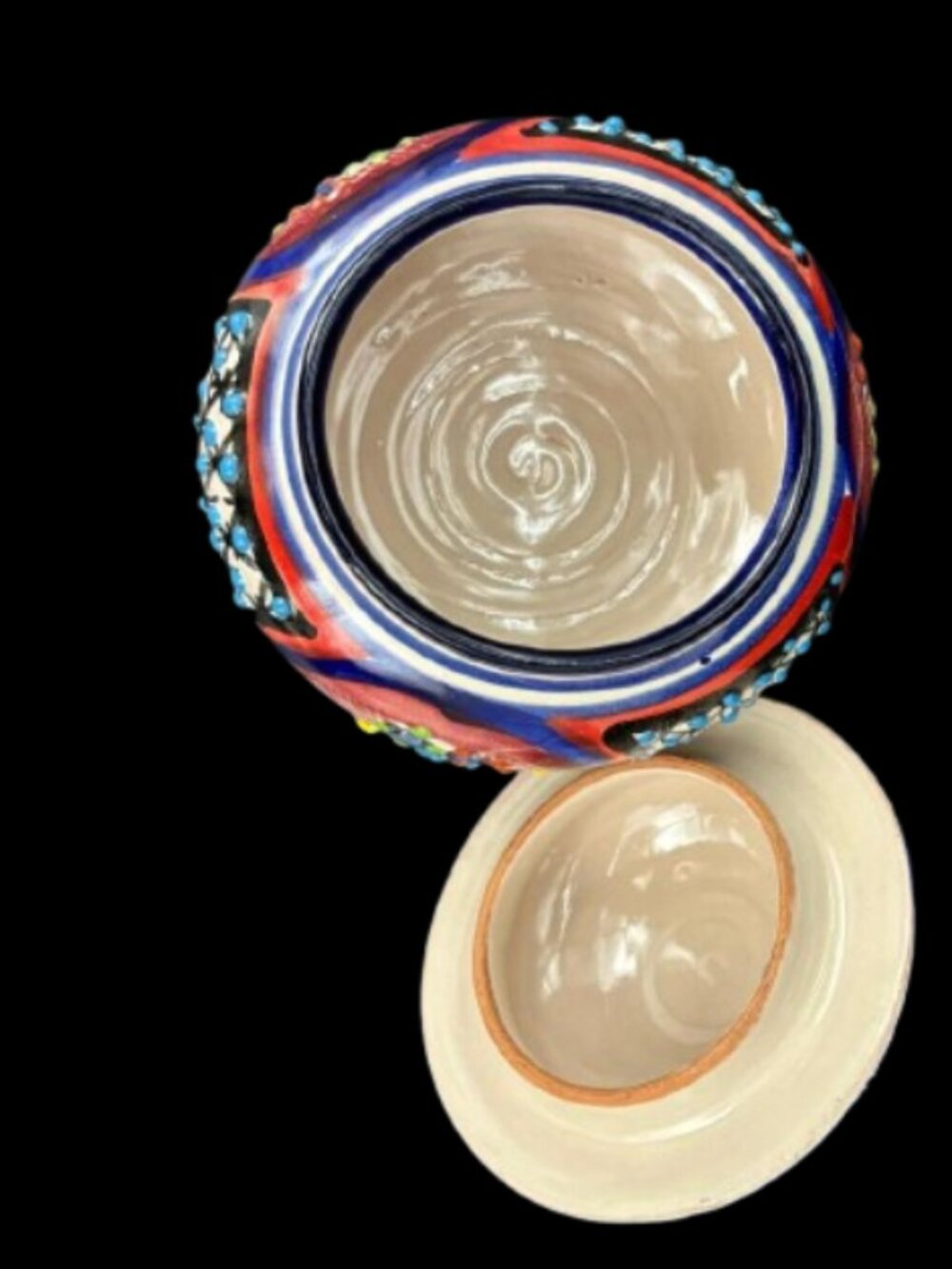 Vintage Mexican Artisan Talavera Hand Painted Pottery Lidded Jar - Picture 6 of 7